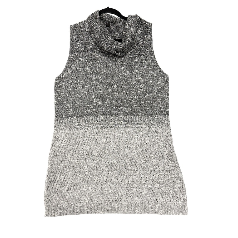 Simply Vera Vera Wang Sweater Womens Large Gray Cowl Neck Tunic Sleeveless USA